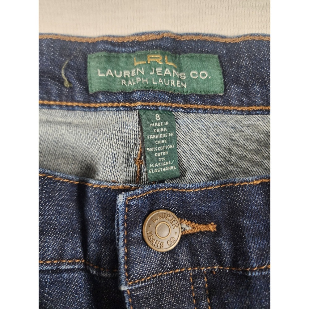 Lauren Ralph Lauren‎ Y2k Straight Mini Flare Classic Denim Womens 8 Mid Rise - Picture 7 of 12